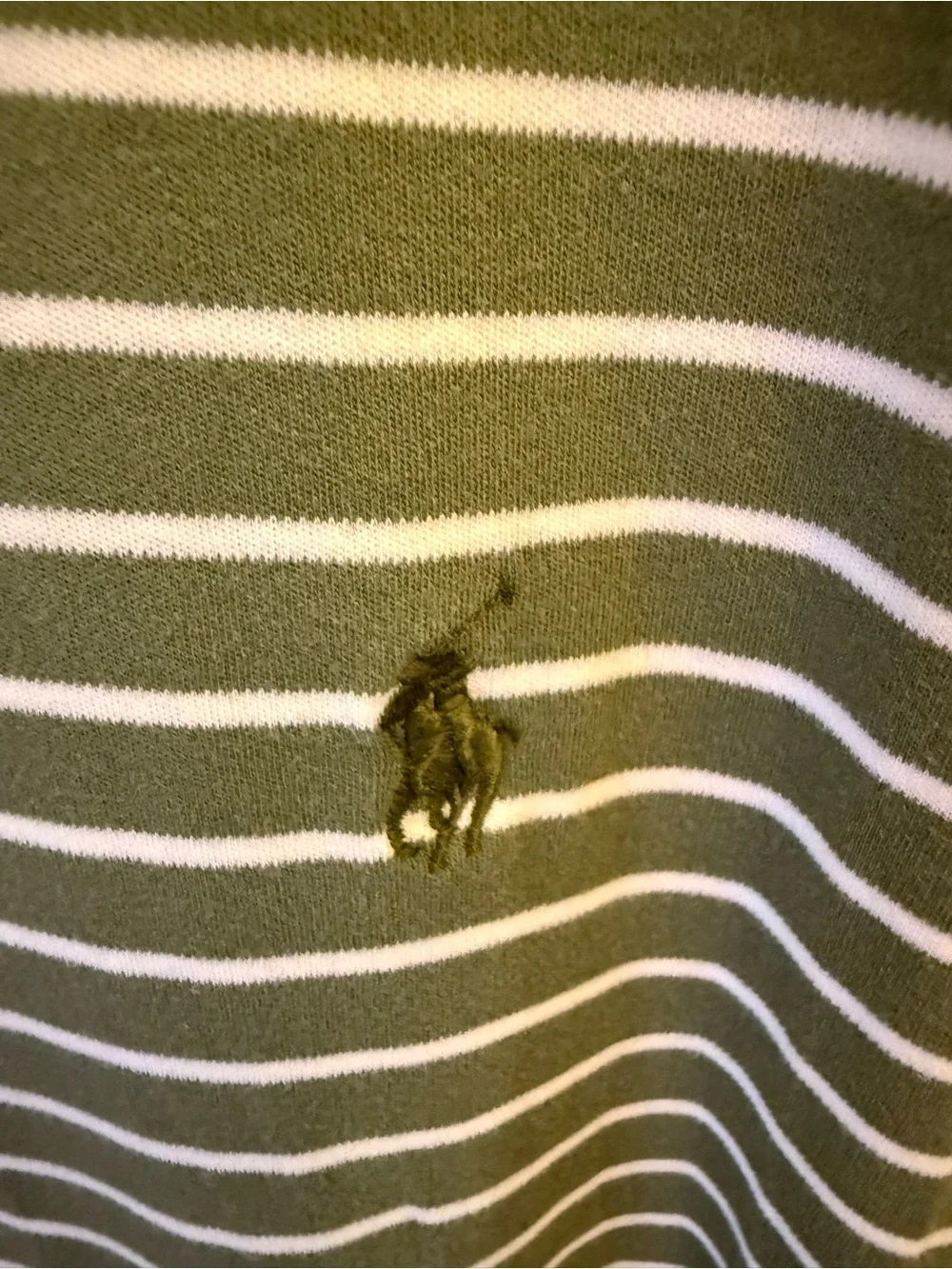 Ralph Lauren Olive Green and White Striped Polo
